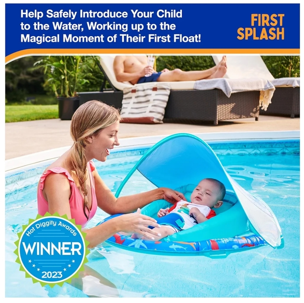 NEW Swimways Infant/Baby Spring Pool Float with Canopy & UPF Protection; 3-9 mos - Picture 10 of 17